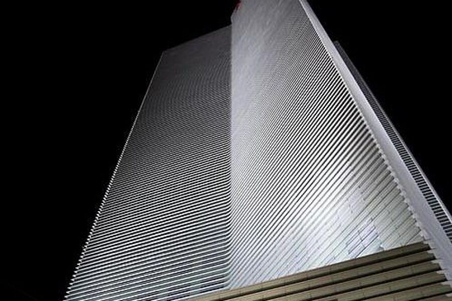 Application of patterned curtain wall glass to the Ningbo Marriott Hotel Project